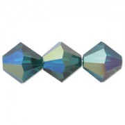 Swarovski Elements Perlen Bicones 4mm Emerald AB beschichtet 100 Stück