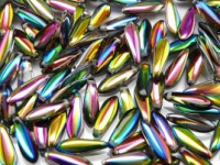 Glasperlen gepresst Dagger Blütenblatt Crystal Vitrail 5x16mm 25 Stück