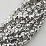 Glasschliffperlen 3mm Silber 100 Stück