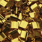 Miyuki Tila Beads 5mm plated 24 Karat Gold TL0191 ca 7,2gr