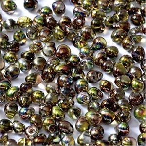 Miyuki Tropfen Beads 3,4mm Czech Coating 55014 Crystal Magic Green ca 10 gr