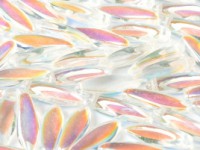 Glasperlen gepresst Dagger Blütenblatt rainbow Crystal 5x16mm 25 Stück