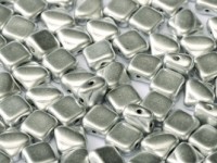 Silky Beads 2-hole 6 x 6 mm Aluminium Silver ca 50Stck