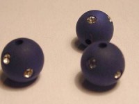 Polarisperlen rund 10mm Matt mit Strass dunkelblau