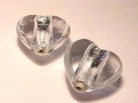 Glasperlen Herz silverfoiled 10mm
