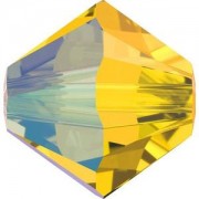 Swarovski Elements Perlen Bicones 4mm Light Topaz Shimmer 100 Stück