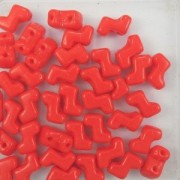 Zwei Loch ZET Beads 5x6mm opaque Red ca 60 Stück