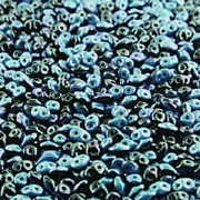 SuperDuo Perlen 2,5x5mm black/white Blue luster Opaque DU0503864-14464-116 ca 24gr