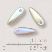 Glasperlen gepresst Dagger Blütenblatt Crystal AB matt 3x11mm 25 Stück