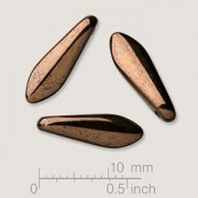 Glasperlen gepresst Dagger Blütenblatt Metallic Altgold 5x16mm 25 Stück