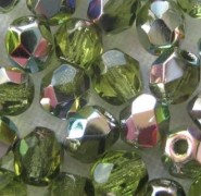 Glasschliffperlen 3mm Olivine irisierend 100 Stück
