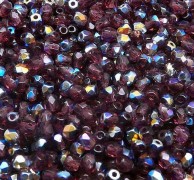 Glasschliffperlen 4mm Amethyst irisierend 100 Stück