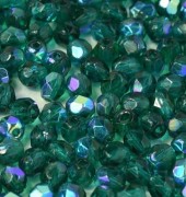 Glasschliffperlen 4mm Emerald irisierend 100 Stück