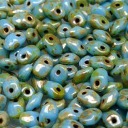 Glasperlen Superuno Beads 2,5x5mm UN0563030-43400-43 Turquoise Blue Picasso ca 22gr