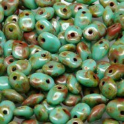 Glasperlen Superuno Beads 2,5x5mm UN0563130-86805-46 Turquoise Green Dark Picasso ca 22gr