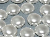 Glass Pearl Cabochons 14mm Bright White 5 Stück