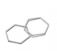 Ring Hexagon 22x20mm versilbert 10Stück