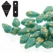 Kite Beads 9x5mm Gold Splash Turquoise Green ca 10gr