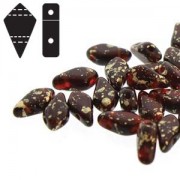 Kite Beads 9x5mm Gold Splash Ruby ca 10gr