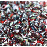Miyuki Long Magatama Beads 4x7mm ca8,5gr 4504 transparent Picasso Garnet