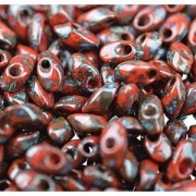Miyuki Long Magatama Beads 4x7mm ca8,5gr 4513 Picasso Matte Red Garnet