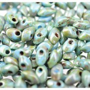 Miyuki Long Magatama Beads 4x7mm ca8,5gr 4514 Picasso Blue Green