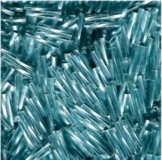Miyuki Bugle Beads Stäbchen gedreht 12mm 0018 transparent silverlined Blue Topaz ca14gr.