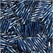 Miyuki Bugle Beads Stäbchen gedreht 12mm 0019 transparent silverlined Sapphire Blue ca14gr.