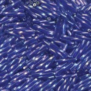 Miyuki Bugle Beads Stäbchen gedreht 12mm 0177 transparent rainbow Blue Violet ca14gr.