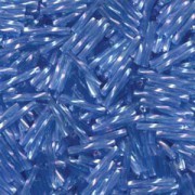 Miyuki Bugle Beads Stäbchen gedreht 12mm 0261 transparent rainbow Sapphire Blue ca14gr.