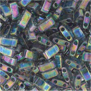 Miyuki Halb Tila Beads 2,2x5mm dark transparent rainbow lustere Grey HTL2440D ca 7,8gr