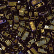 Miyuki Halb Tila Beads 2,2x5mm metallic rainbow Brown HTL0458 ca 7,8gr