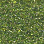 Miyuki Long Magatama Beads 4x7mm ca8,5gr 0014 transparent silverlined Lime Green