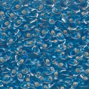 Miyuki Long Magatama Beads 4x7mm ca8,5gr 0018 transparent silverlined Blue Topaz