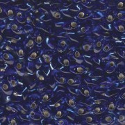 Miyuki Long Magatama Beads 4x7mm ca8,5gr 0019 transparent silverlined Sapphire Blue