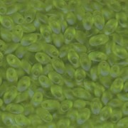 Miyuki Long Magatama Beads 4x7mm ca8,5gr 0143F transparent matt Lime Green