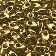 Miyuki Long Magatama Beads 4x7mm ca8,5gr 0193 plated light 24 Karat Gold