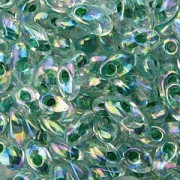 Miyuki Long Magatama Beads 4x7mm ca8,5gr 2148 olive lined rainbow Crystal