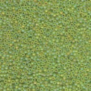 Miyuki Rocailles Beads 2mm 0143FR transparent rainbow matt Lime Green 12gr