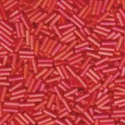 Miyuki Stäbchen Bugle Beads 6mm 0408FR matt opaque rainbow red ca 10gr