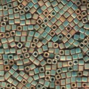 Miyuki Würfel Beads, Cube, Square Beads 3mm 2035 metallic rainbow matt Rose - Green 20gr