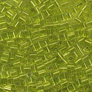 Miyuki Würfel Beads, Cube, Square Beads 4mm 0014 transparent silverlined Lime Green 20gr