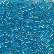 Miyuki Würfel Beads, Cube, Square Beads 4mm 0018 transparent silverlined Blue Topaz 25gr