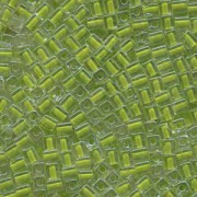 Miyuki Würfel Beads, Cube, Square Beads 4mm 0245 insinde colorlined Lime Green 20gr