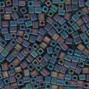 Miyuki Würfel Beads, Cube, Square Beads 4mm 0401FR opaque matte rainbow Black 20gr