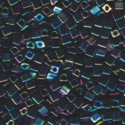 Miyuki Würfel Beads, Cube, Square Beads 4mm 0401R opaque rainbow Black 20gr