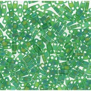 Miyuki Quarter Tila Perlen 5x1.5mm matt transparent rainbow Green ca. 7gr