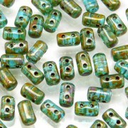 Rulla Beads 3x5mm Aquamarine Dark Travertin ca 10gr