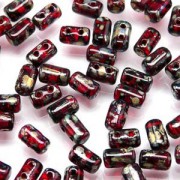 Rulla Beads 3x5mm Ruby Picasso ca 10gr