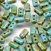 Rulla Beads 3x5mm Turquoise Blue Picasso ca 10gr